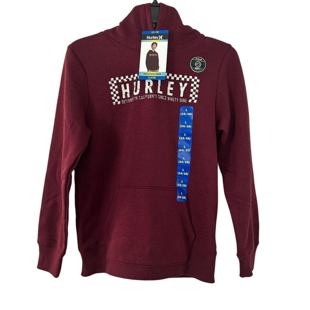 Hurley Sweatshirt Hoodie Youth Sz Medium L‎ 14-16 Burgundy New